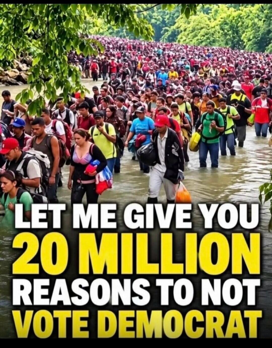 LET ME GIVE YOU 20 MILLION REASONS TO NOT VOTE DEMOCRAT