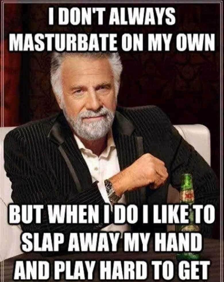 I DON'T ALWAYS MASTURBATE ON MY OWN BUT WHEN I DO I LIKE TO SLAP AWAY MY HAND AND PLAY HARD TO GET