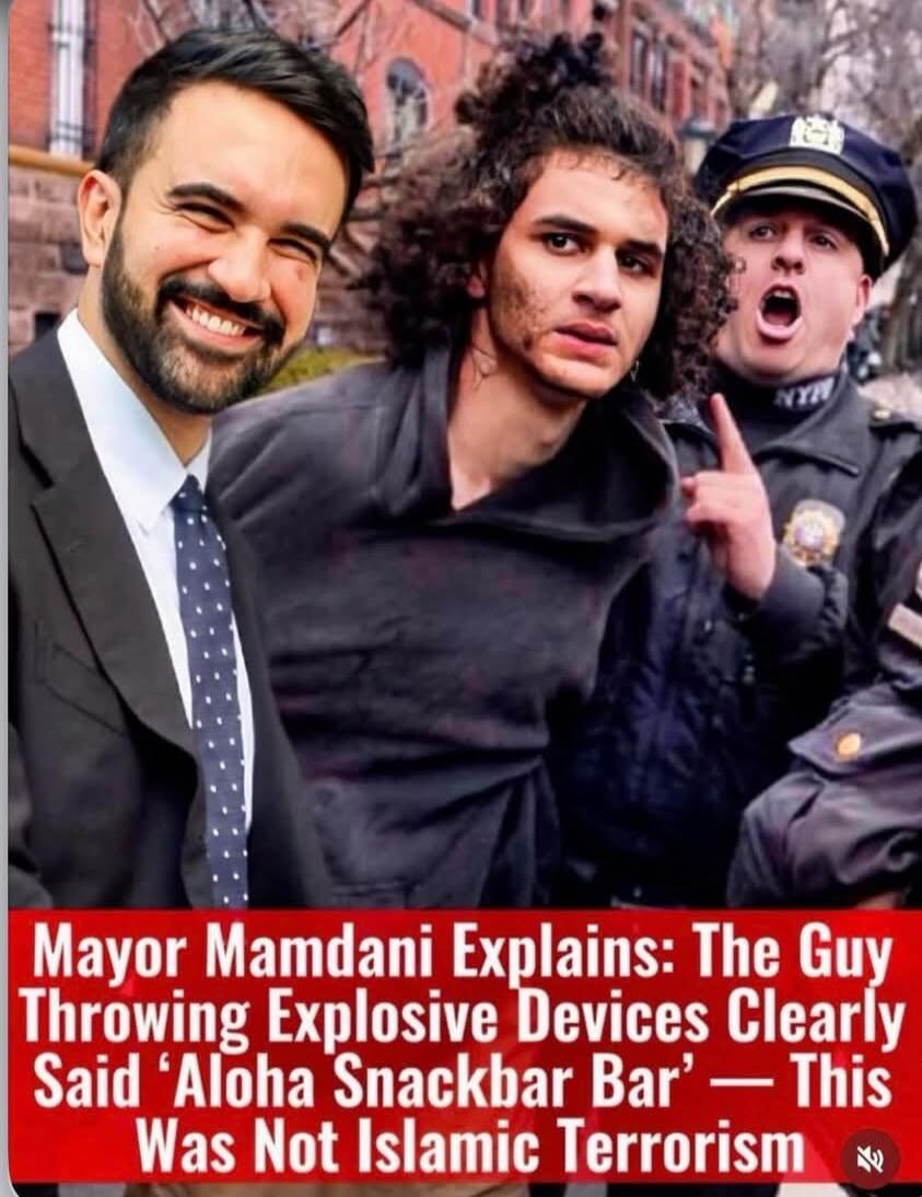 Mayor Mamdani Explains: The Guy Throwing Explosive Devices Clearly Said 'Aloha Snackbar Bar' — This Was Not Islamic Terrorism