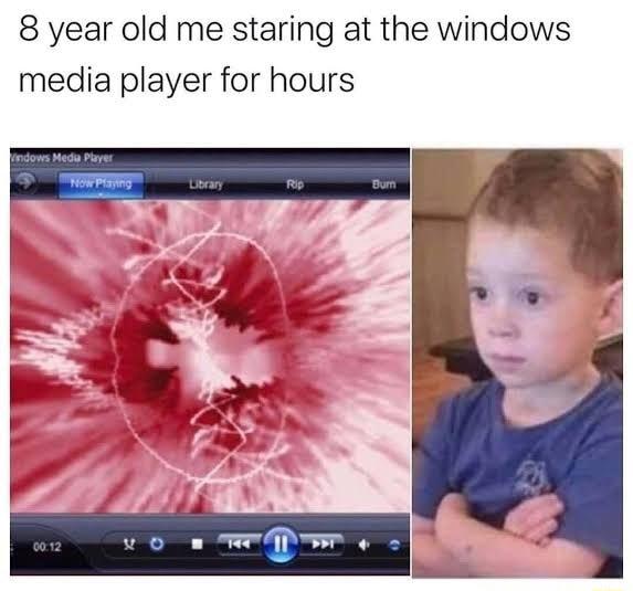 8 year old me staring at the windows media player for hours