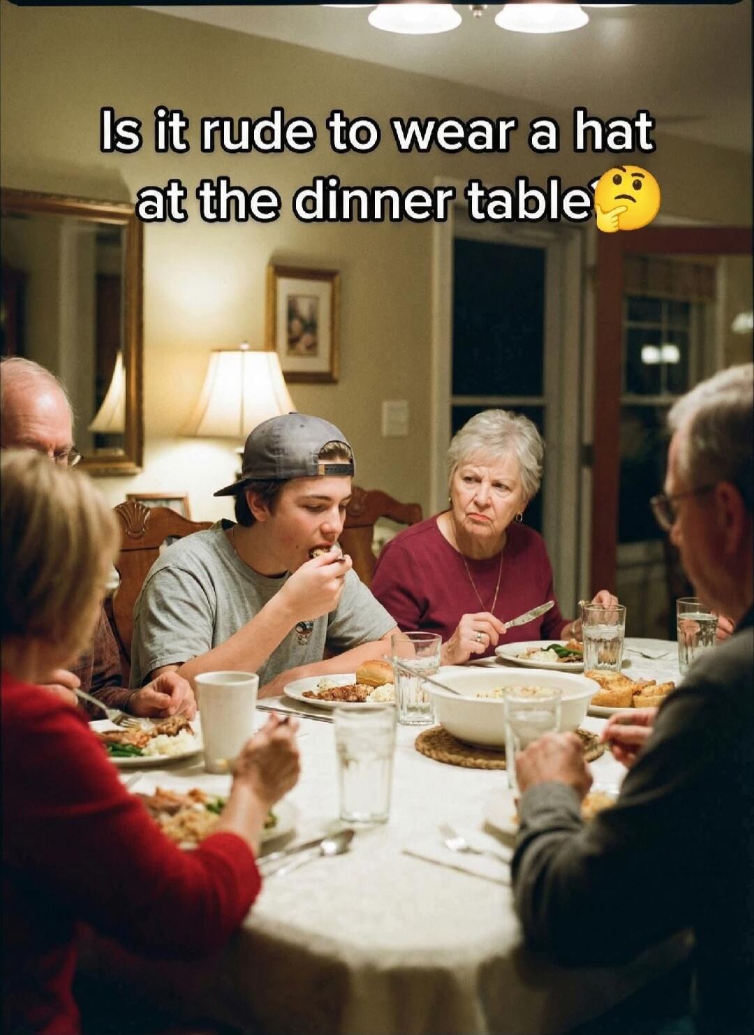 Is it rude to wear a hat at the dinner table 🤔
