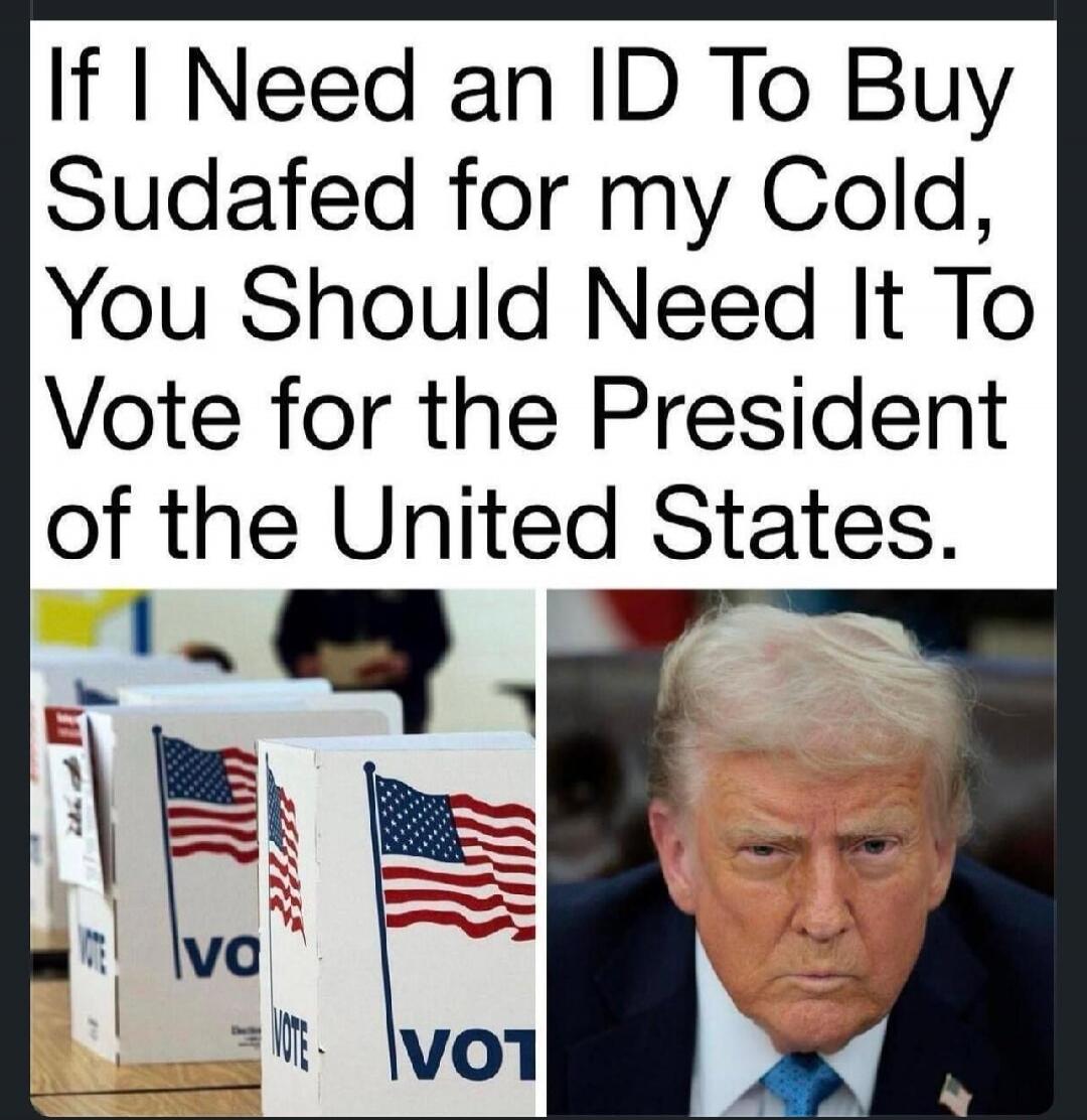 If I Need an ID To Buy Sudafed for my Cold, You Should Need It To Vote for the President of the United States.