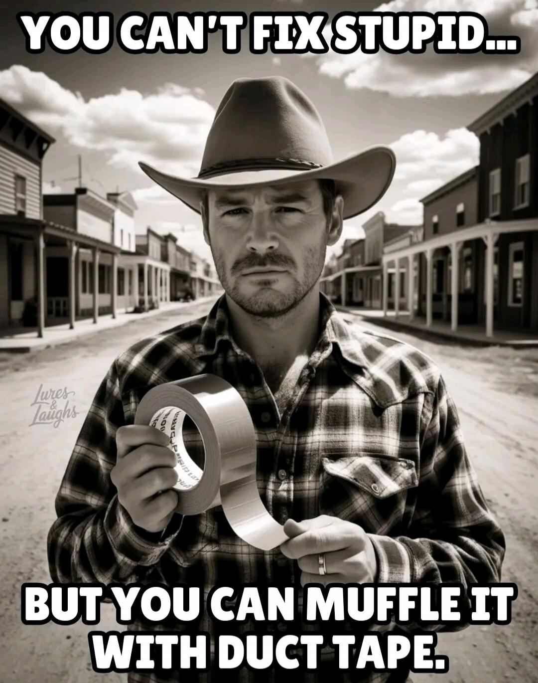 YOU CAN'T FIX STUPID... BUT YOU CAN MUFFLE IT WITH DUCT TAPE.