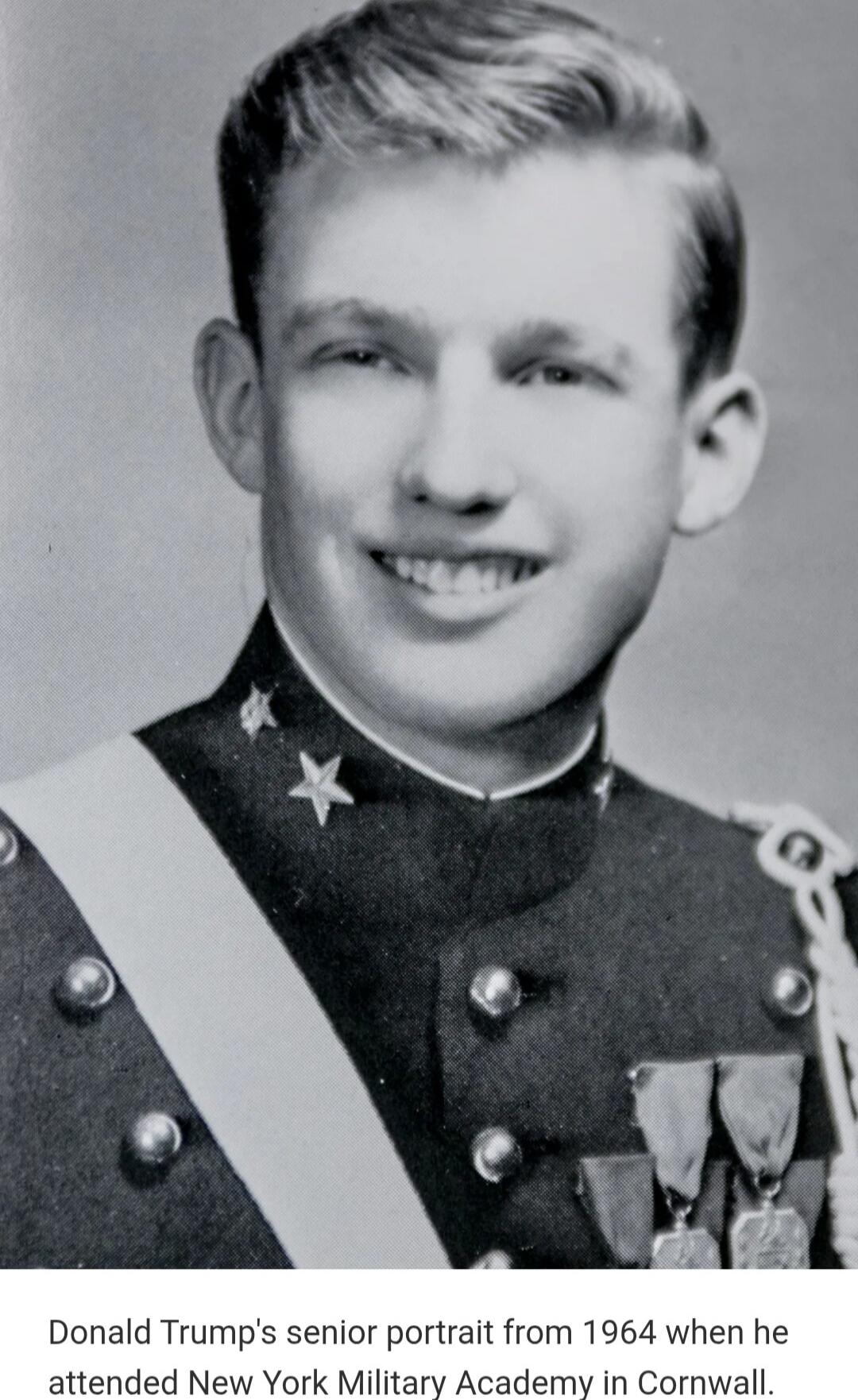 Donald Trump's senior portrait from 1964 when he attended New York Military Academy in Cornwall.
