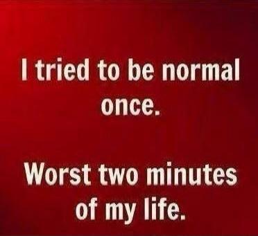I tried to be normal once. Worst two minutes of my life.