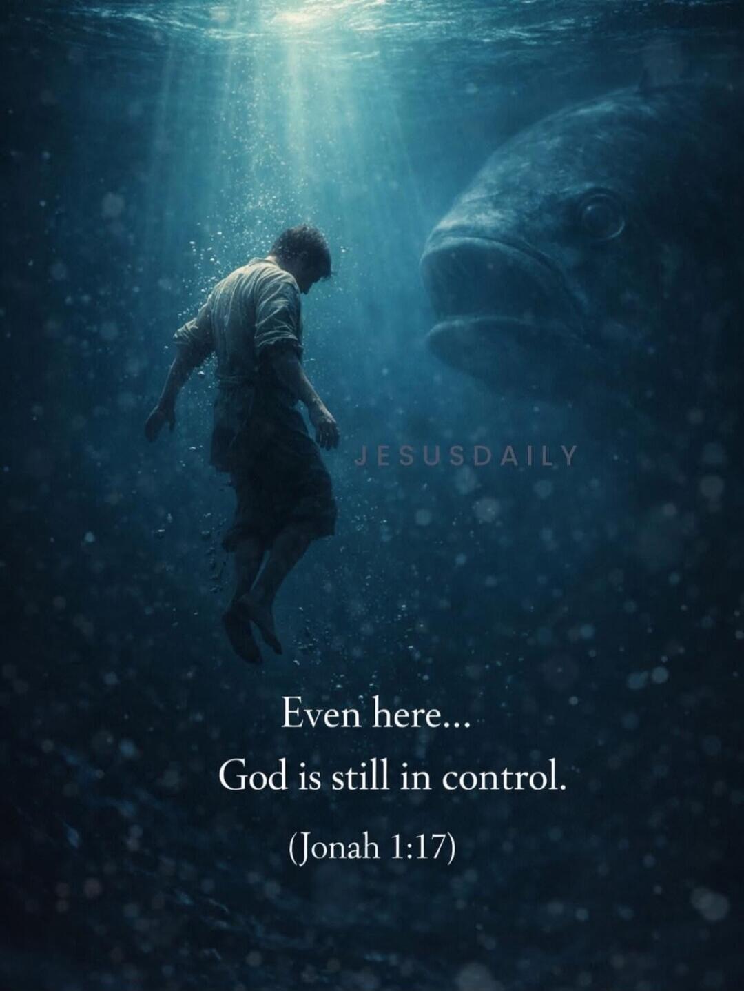 JESUSDAILY Even here... God is still in control. (Jonah 1:17)