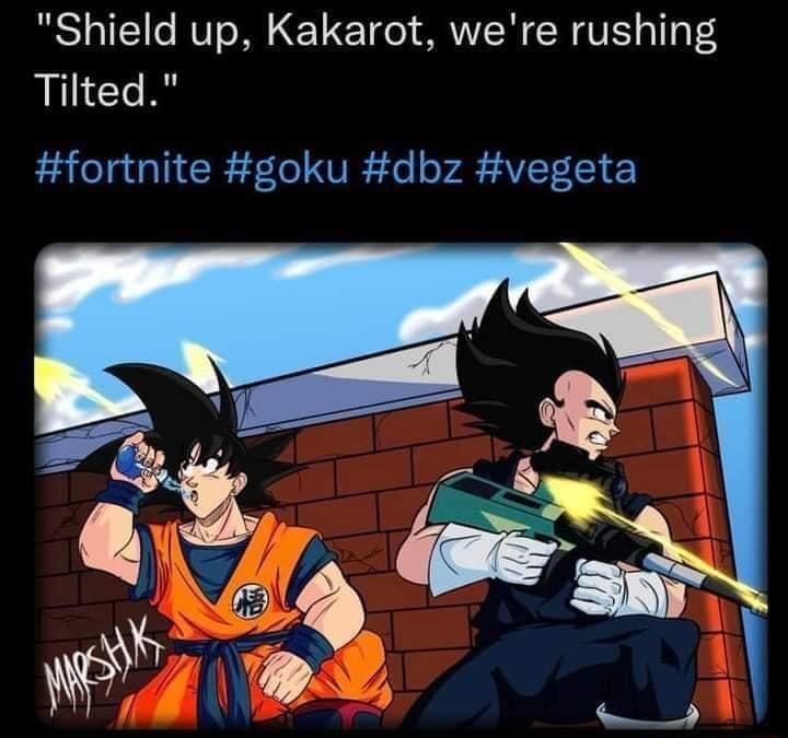 Shield up Kakarot were rushing Tilted fortnite goku dbz vegeta