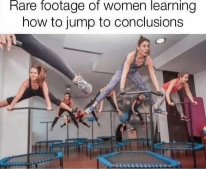 Rare footage of women learning how to jump to conclusions