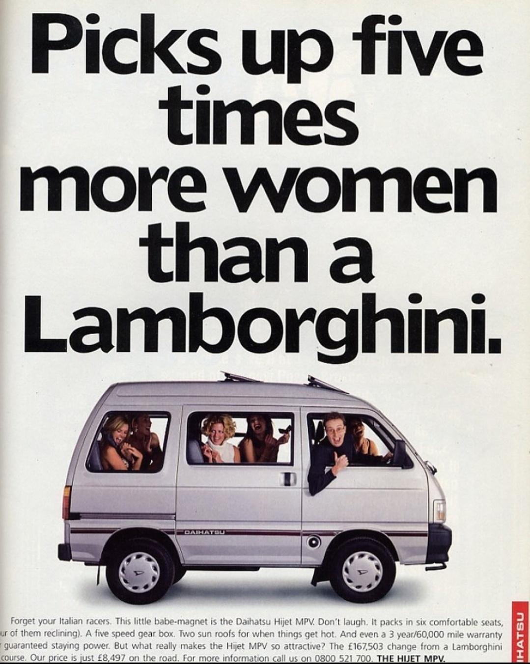Picks up five times more women thana Lamborghini es the Hijet A or more info IHATSU