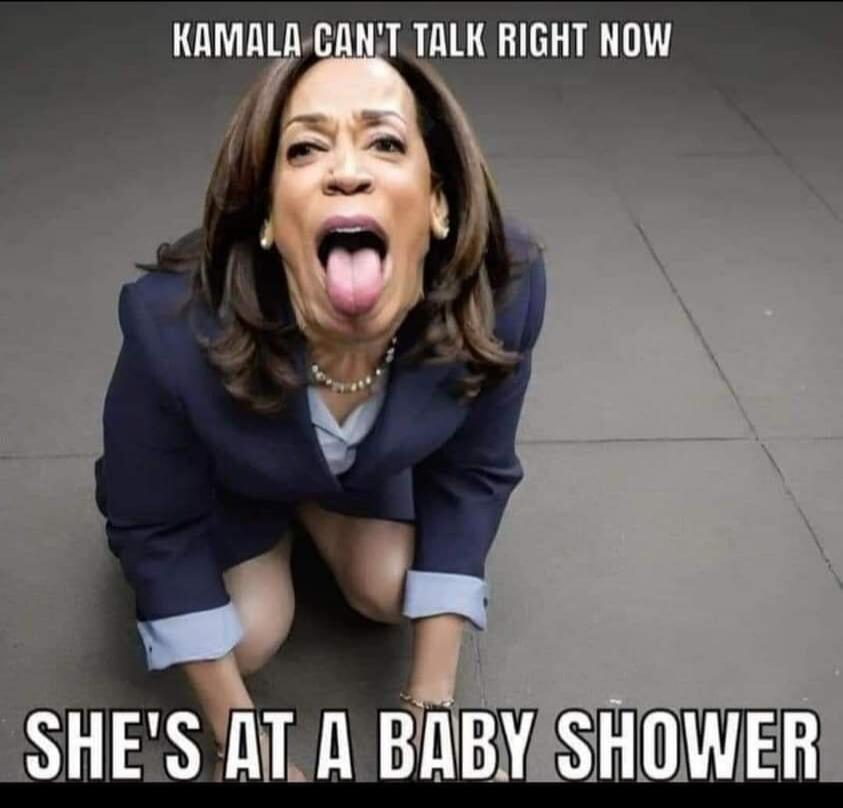 KAMALA CAN'T TALK RIGHT NOW SHE'S AT A BABY SHOWER