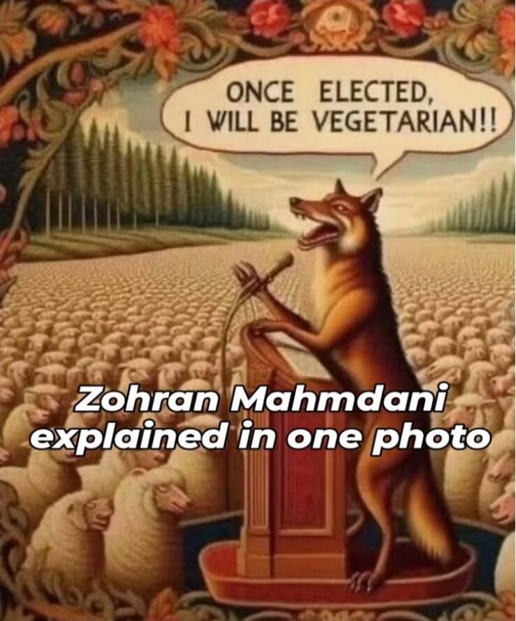 ONCE ELECTED, I WILL BE VEGETARIAN!!
Zohran Mahmmani explained in one photo