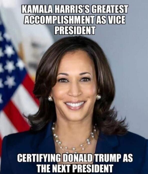 Kamala Harris's greatest accomplishment as vice president certifying Donald Trump as the next president