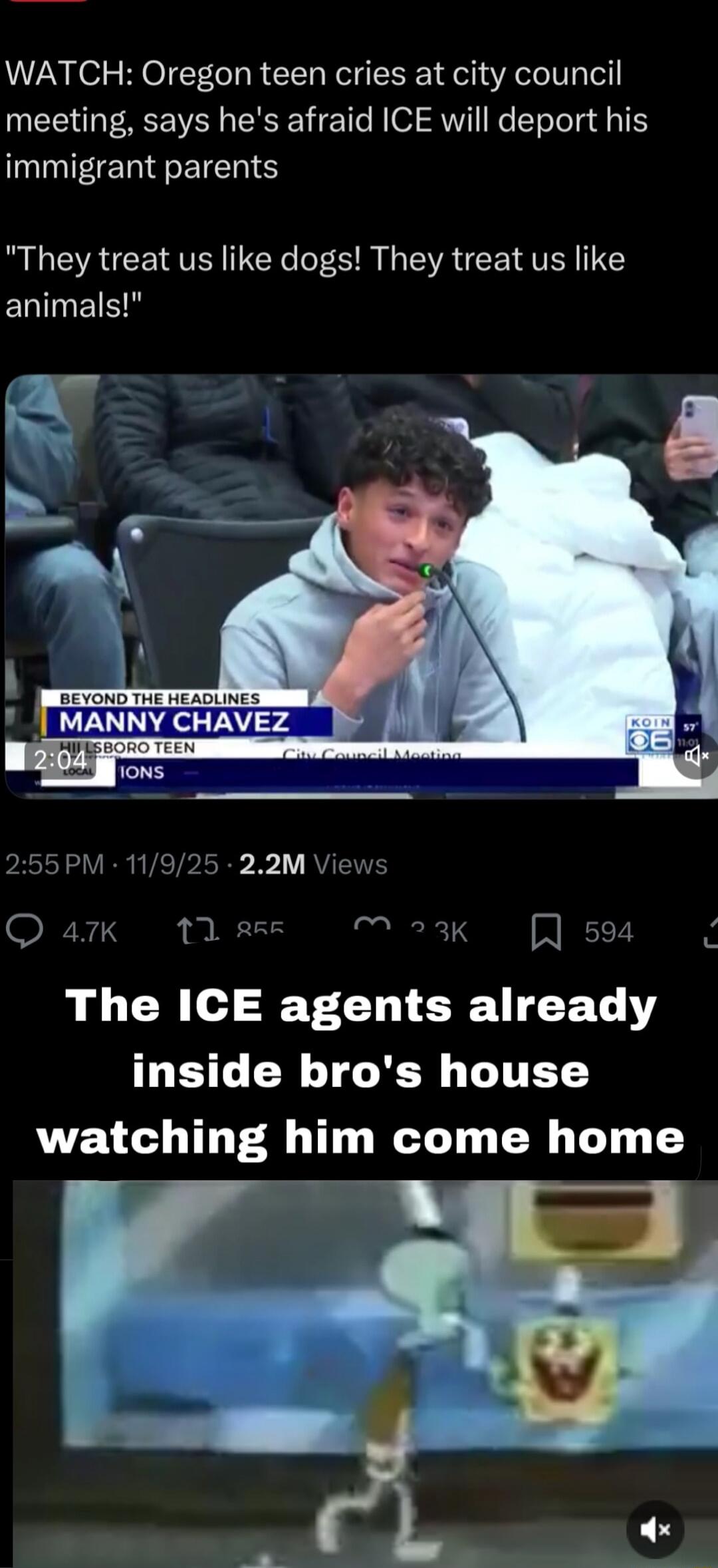 WATCH: Oregon teen cries at city council meeting, says he's afraid ICE will deport his immigrant parents
