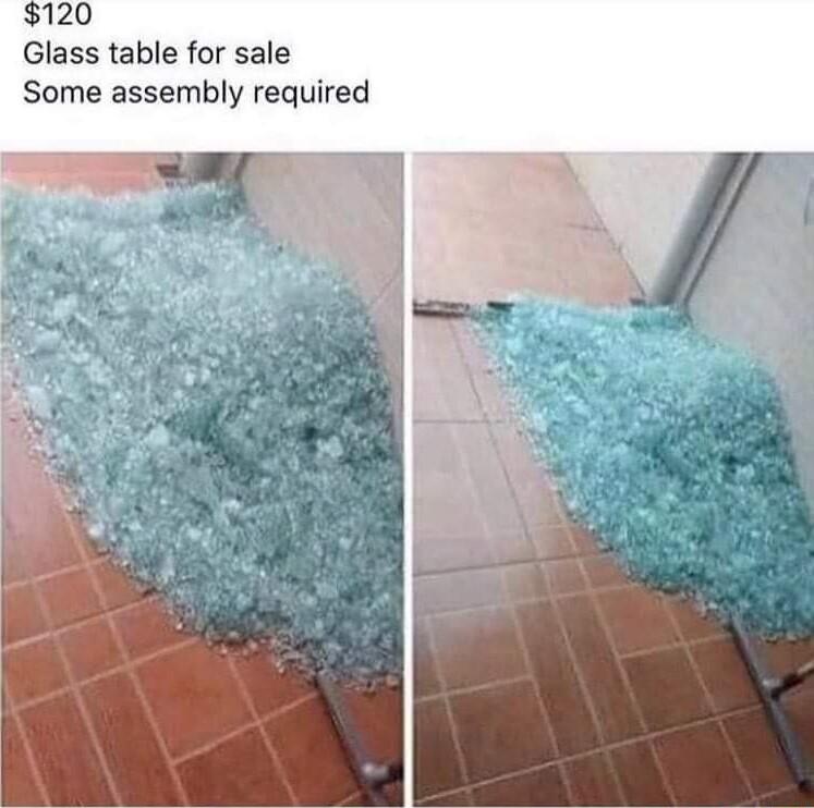 Glass table for sale Some assembly required