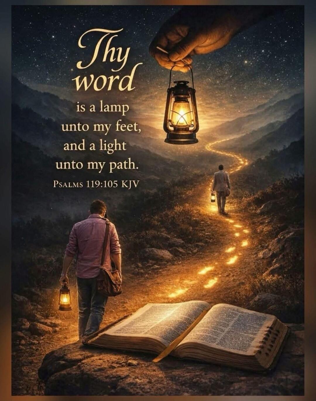 Thy word is a lamp unto my feet, and a light unto my path. PSALMS 119:105 KJV