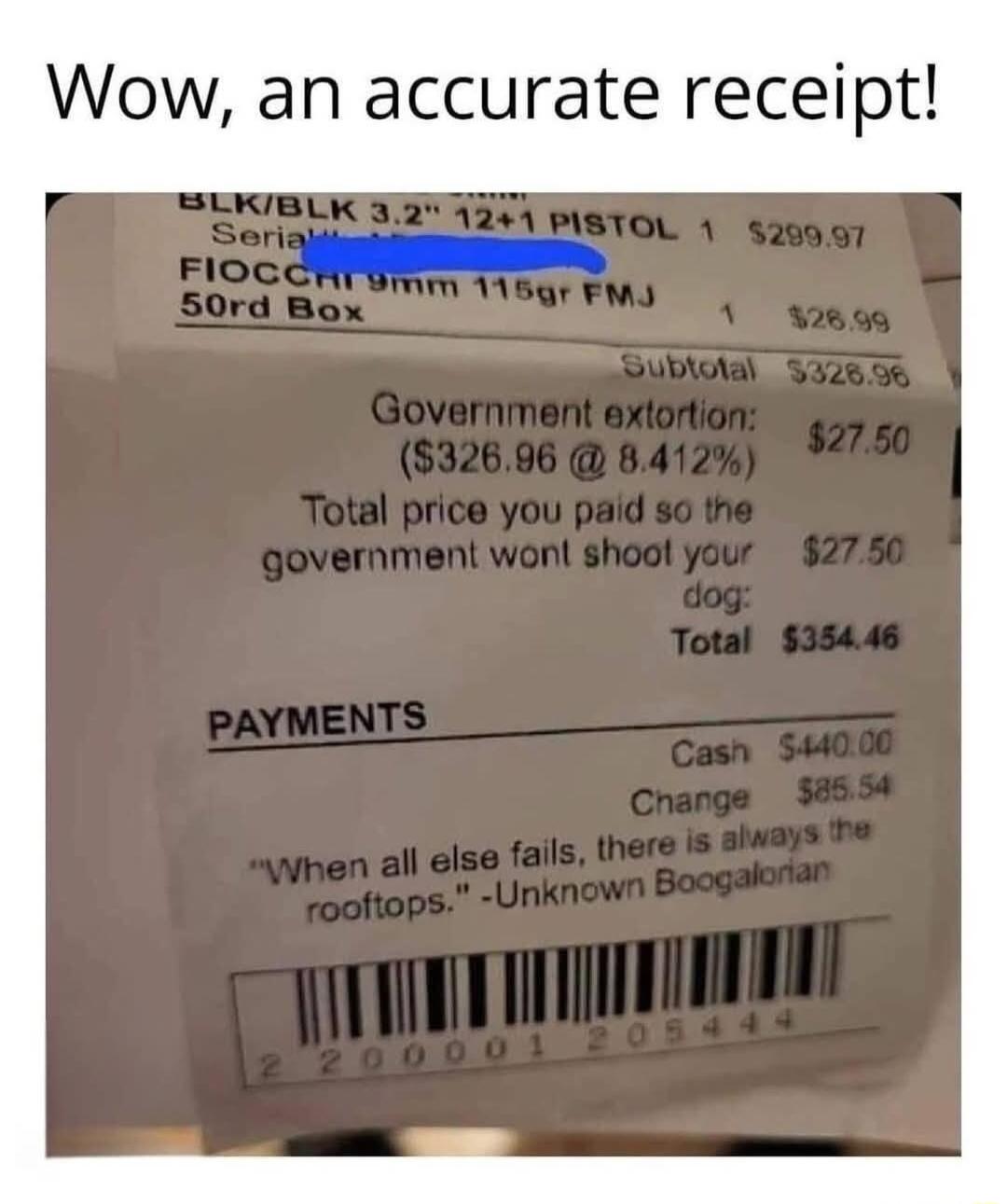 Wow an accurate receipt