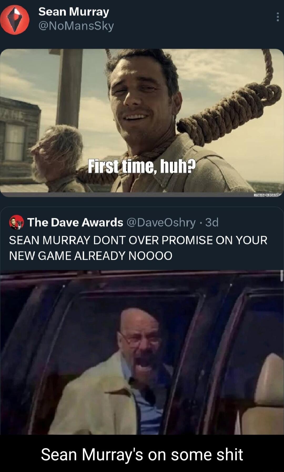 RCELRNTE GIVERESSY The Dave Awards DaveOshry 3d SEAN MURRAY DONT OVER PROMISE ON YOUR RUTAVIVARN o g eelele Sean Murrays on some shit