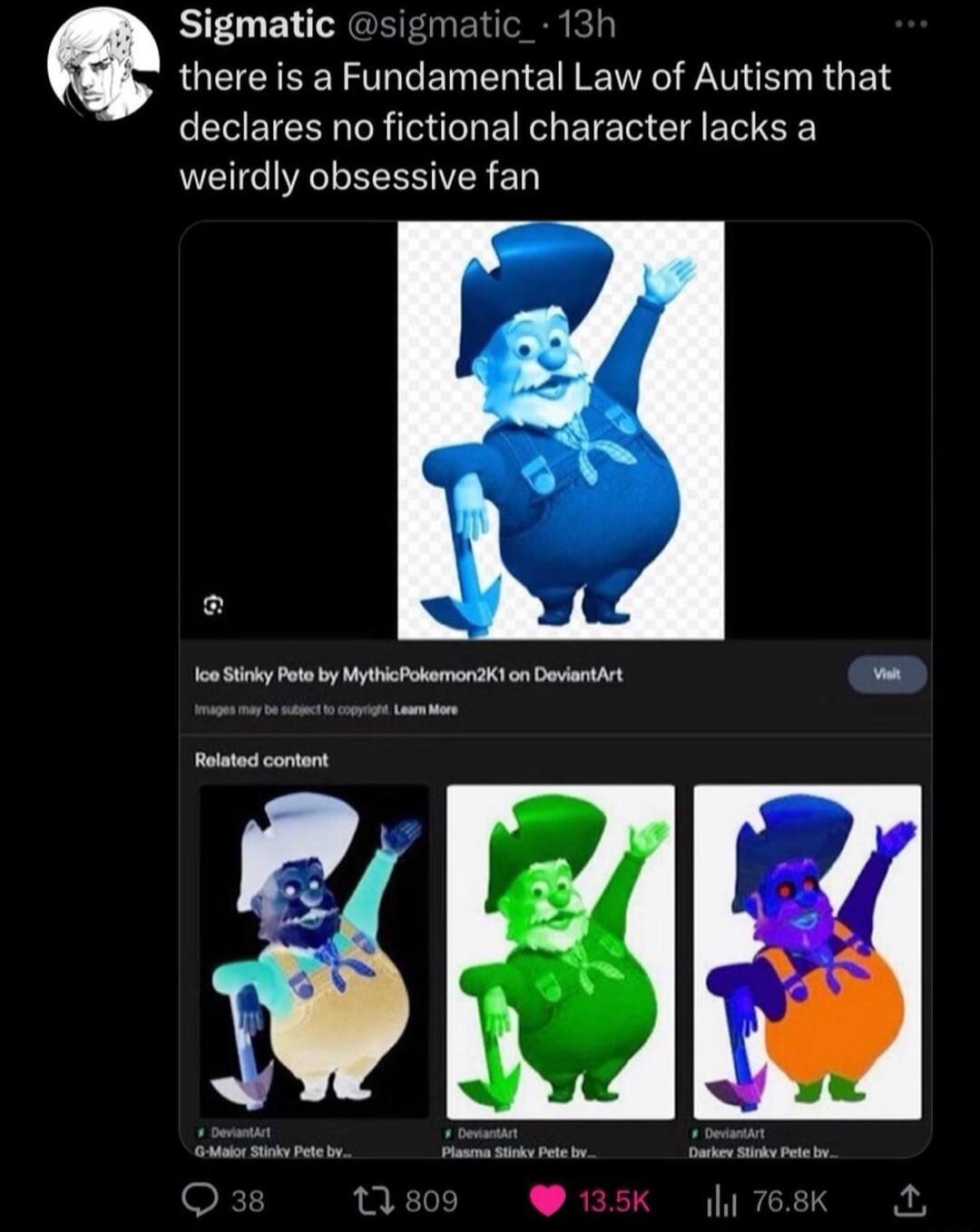 Sigmatic sigmatic_ 13h e there s a Fundamental Law of Autism that declares no fictional character lacks a weirdly obsessive fan Qo i