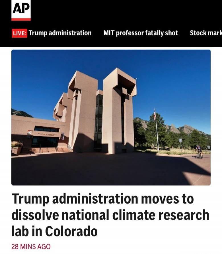 AP LIVE: Trump administration moves to dissolve national climate research lab in Colorado 28 MINS AGO