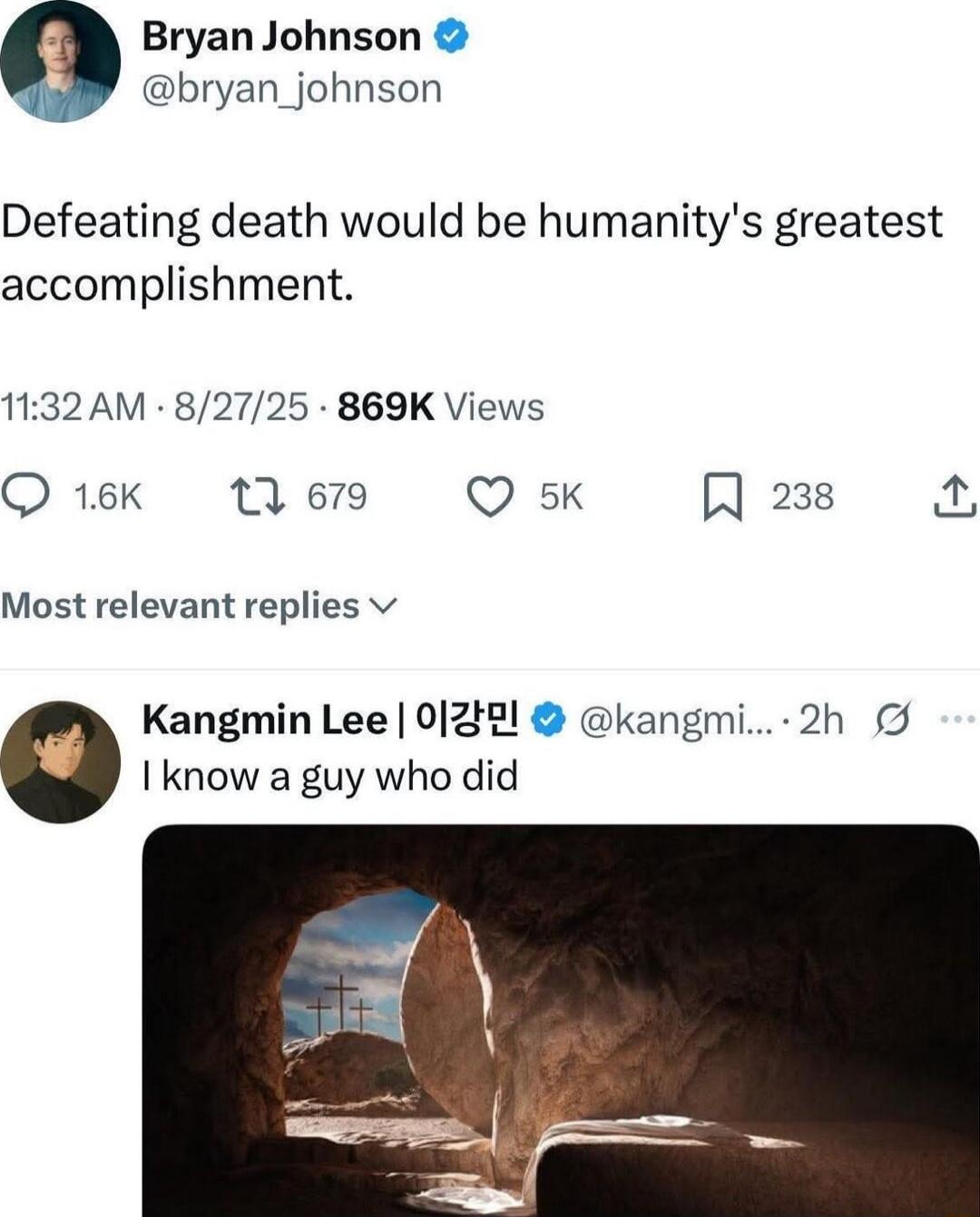 Defeating death would be humanity's greatest accomplishment.
I know a guy who did