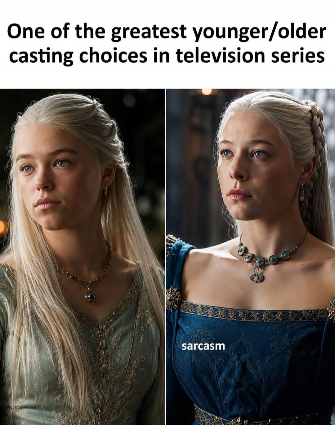 One of the greatest younger/older casting choices in television series sarcasm