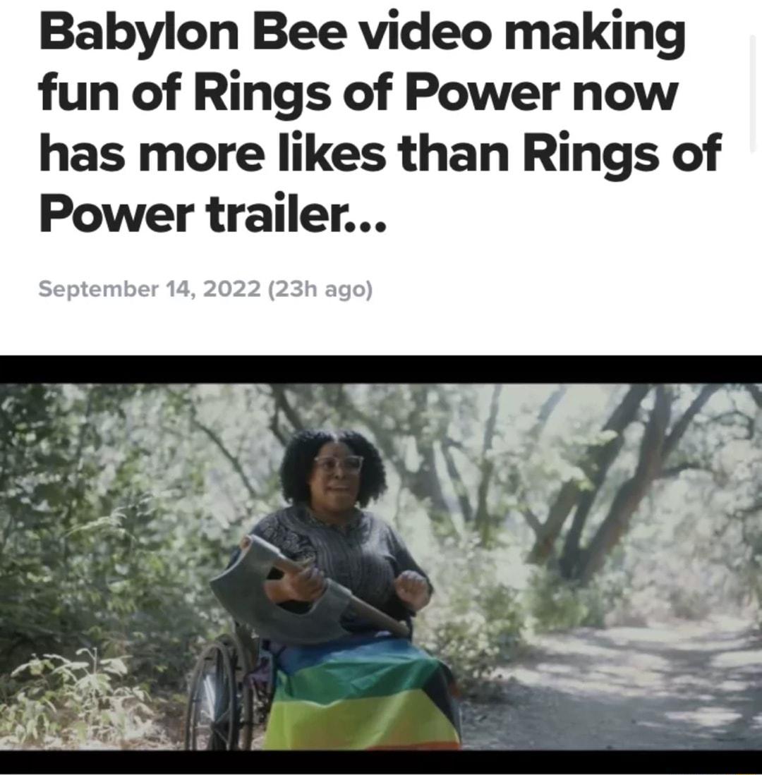 Babylon Bee video making fun of Rings of Power now has more likes than Rings of Power trailer
