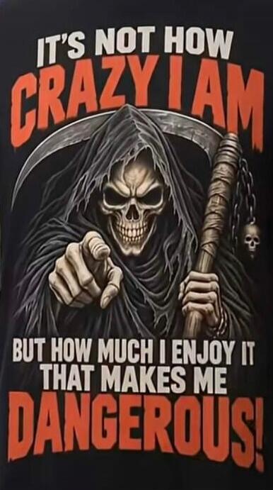 IT'S NOT HOW CRAZY I AM BUT HOW MUCH I ENJOY IT THAT MAKES ME DANGEROUS!