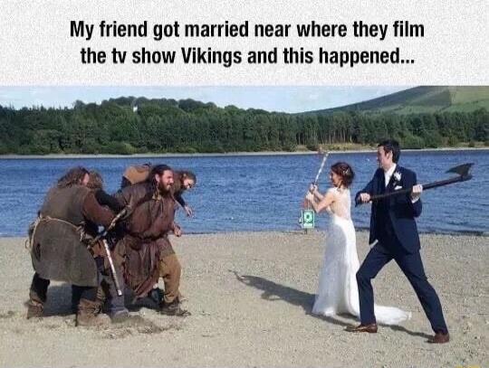 My friend got married near where they film the tv show Vikings and this happened...