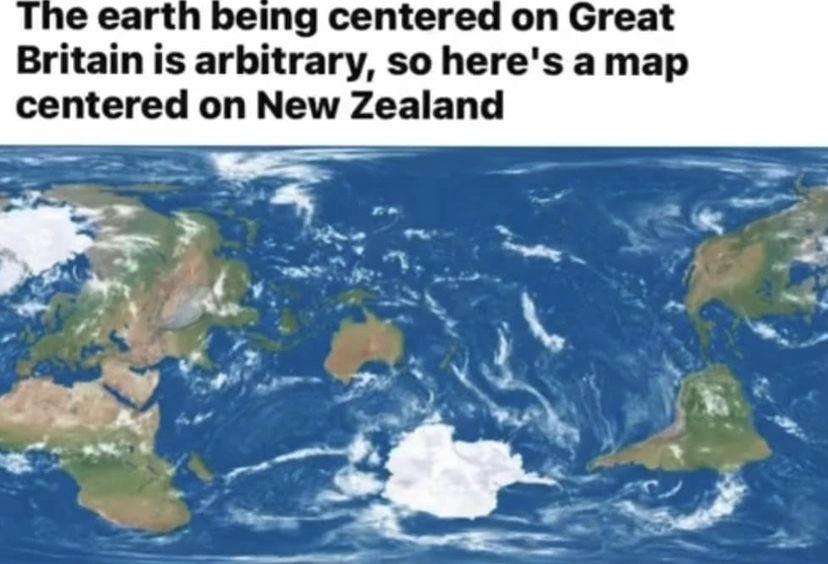 peing centered on Great Britain is arbitrary so heres amap centered on New Zealand