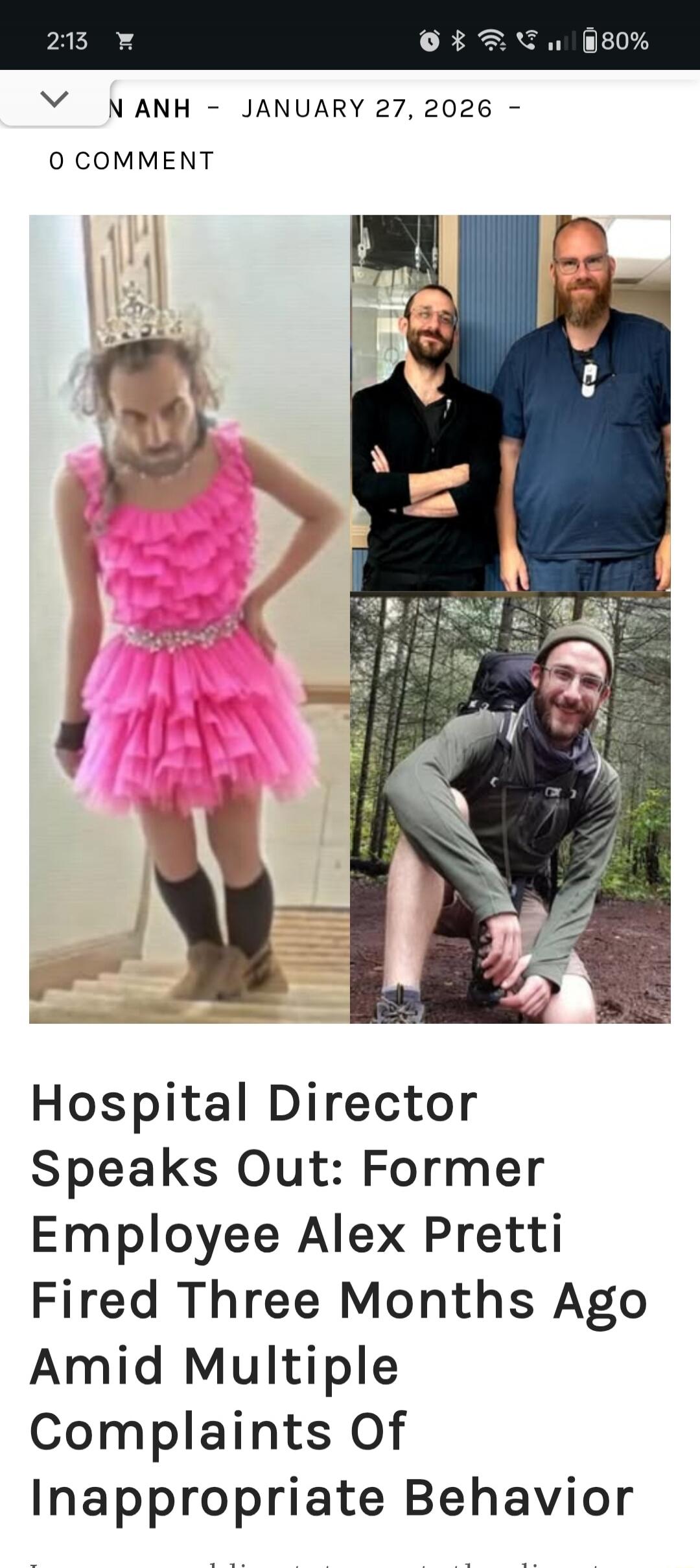 N ANH - JANUARY 27, 2026 - 0 COMMENT Hospital Director Speaks Out: Former Employee Alex Pretti Fired Three Months Ago Amid Multiple Complaints Of Inappropriate Behavior