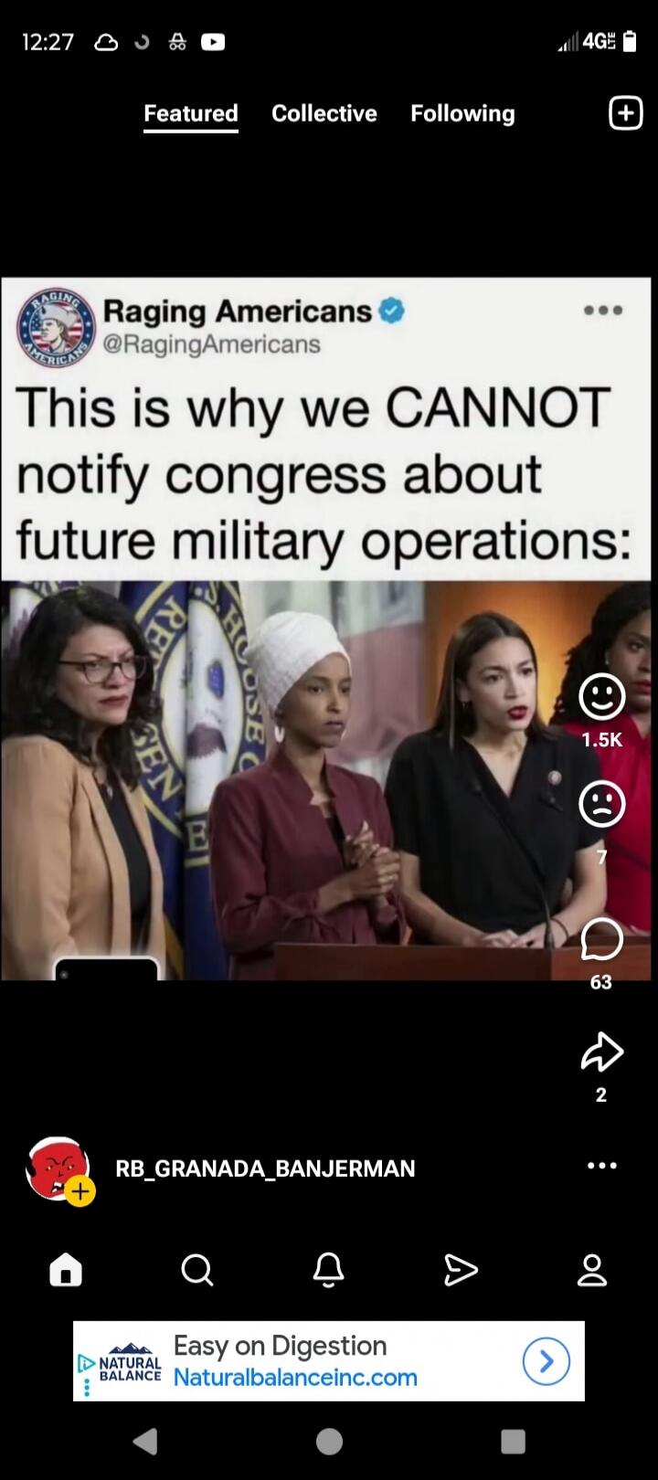 Raging Americans @RagingAmericans This is why we CANNOT notify congress about future military operations: Featured Collective Following Easy on Digestion Natural Balance Naturalbalanceinc.com