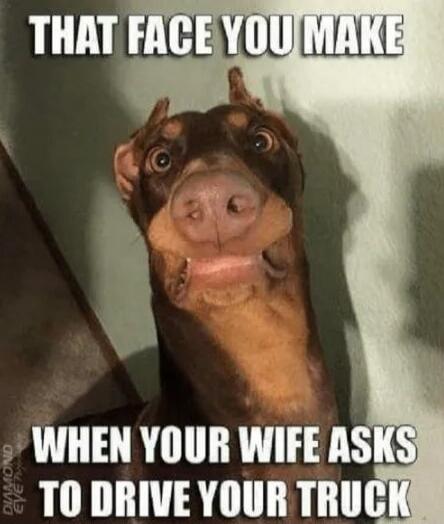THAT FACE YOU MAKE
WHEN YOUR WIFE ASKS TO DRIVE YOUR TRUCK