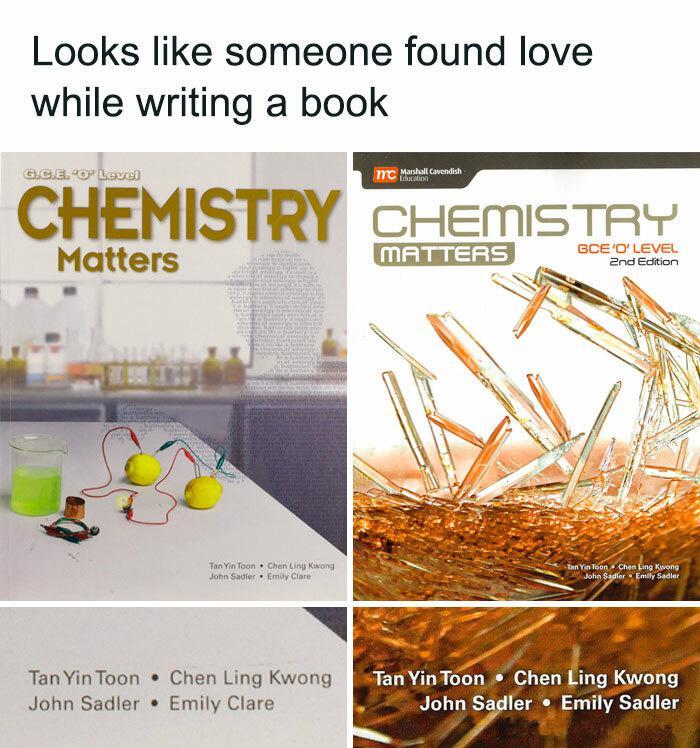 Looks like someone found love while writing a book CHEMISTRY CHEFWSTH Matters Ceraen TanYinToon Chen Ling Kwong RECINR TSN e iy I T John Sadler Emily Clare John Say Emily Sadler