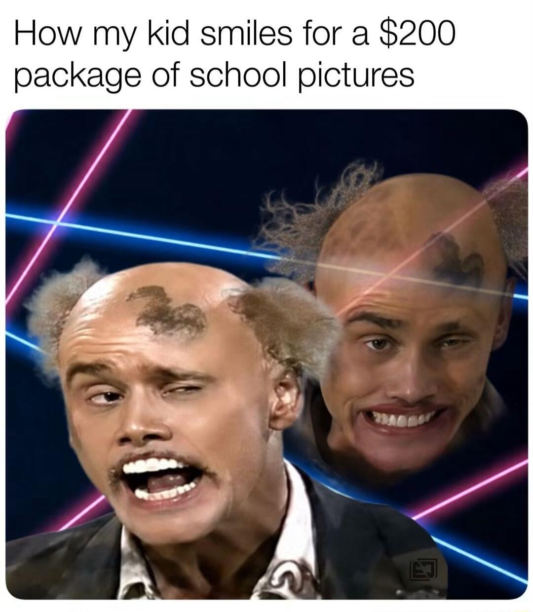 How my kid smiles for a $200 package of school pictures