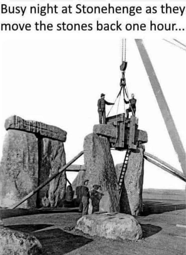 Busy night at Stonehenge as they move the stones back one hour...