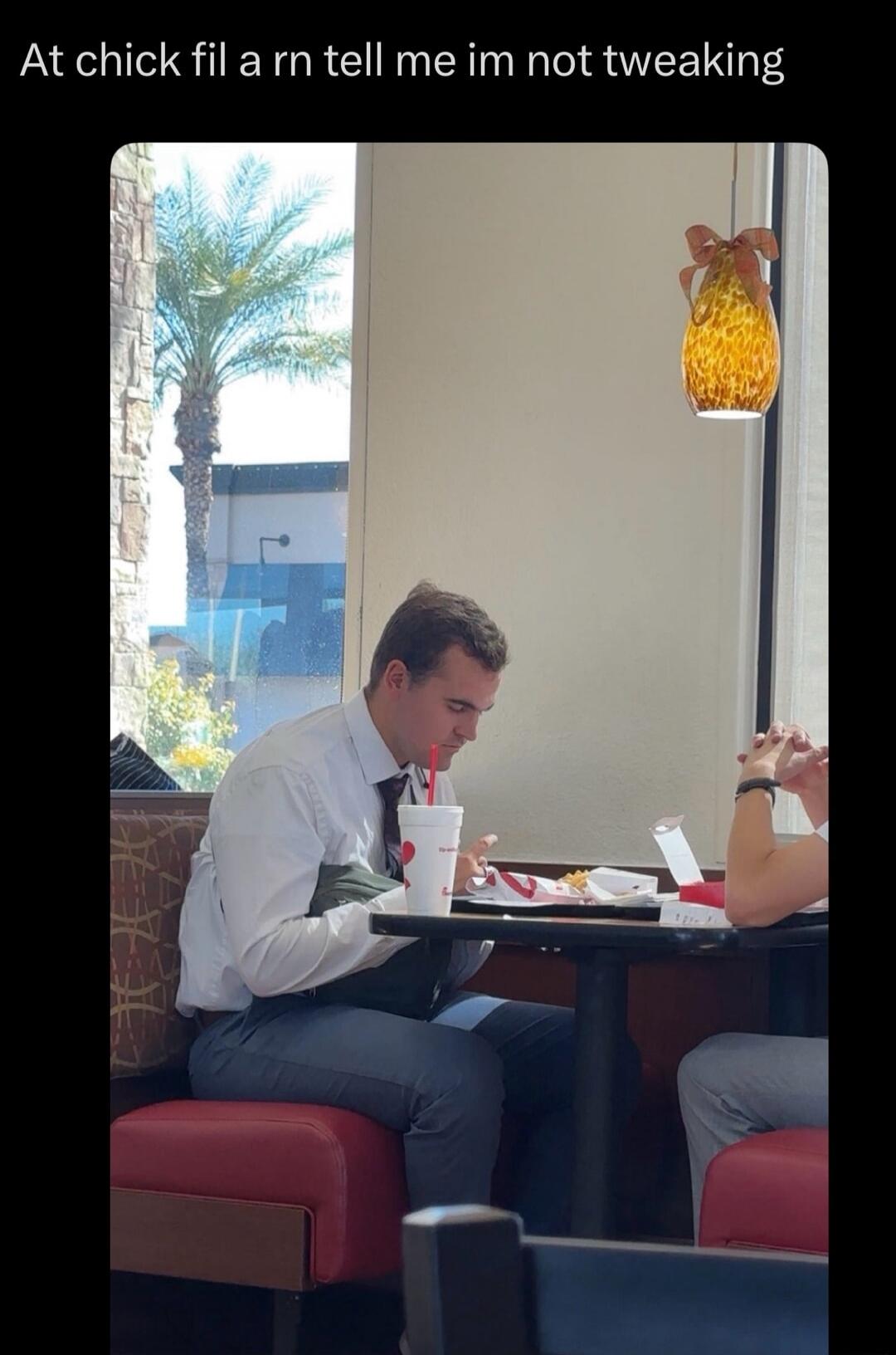 At chick fil ar rn tell me im not tweaking