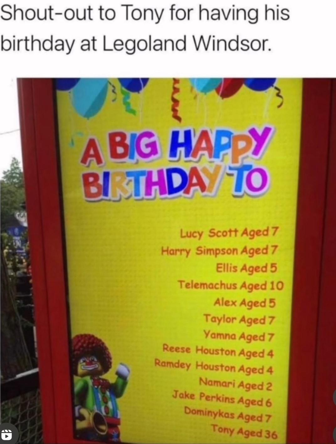 Shout out to Tony for having his birthday at Legoland Windsor