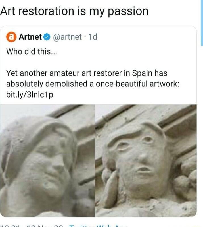 Art restoration is my passion Artnet artnet 1d Who did this Yet another amateur art restorer in Spain has absolutely demolished a once beautiful artwork bitly3Inlc1p