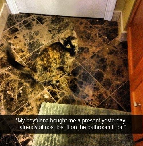 f already almost lost it on the bathroom floor My boyfriend bought me a present yesterday