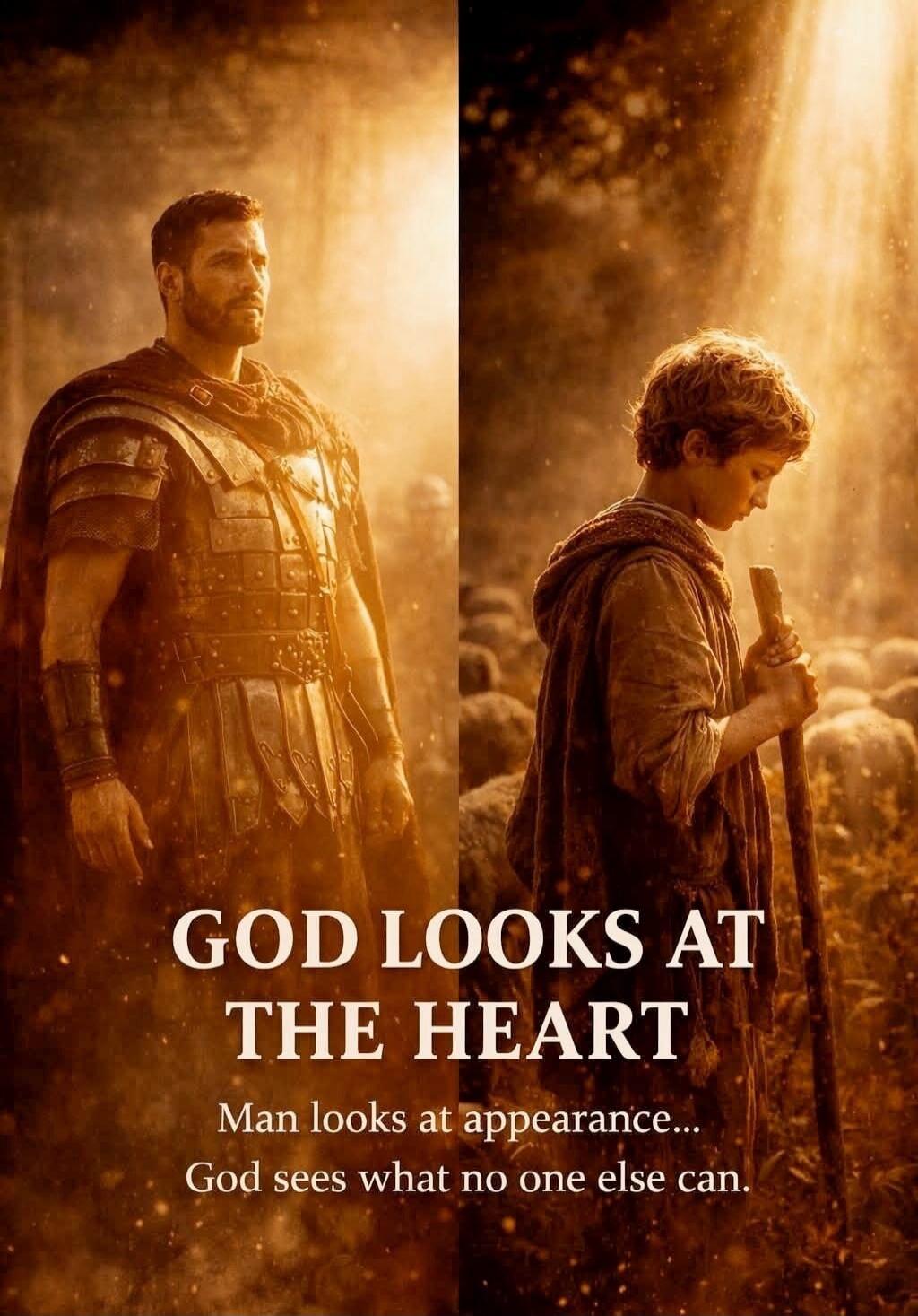 GOD LOOKS AT THE HEART Man looks at appearance... God sees what no one else can.