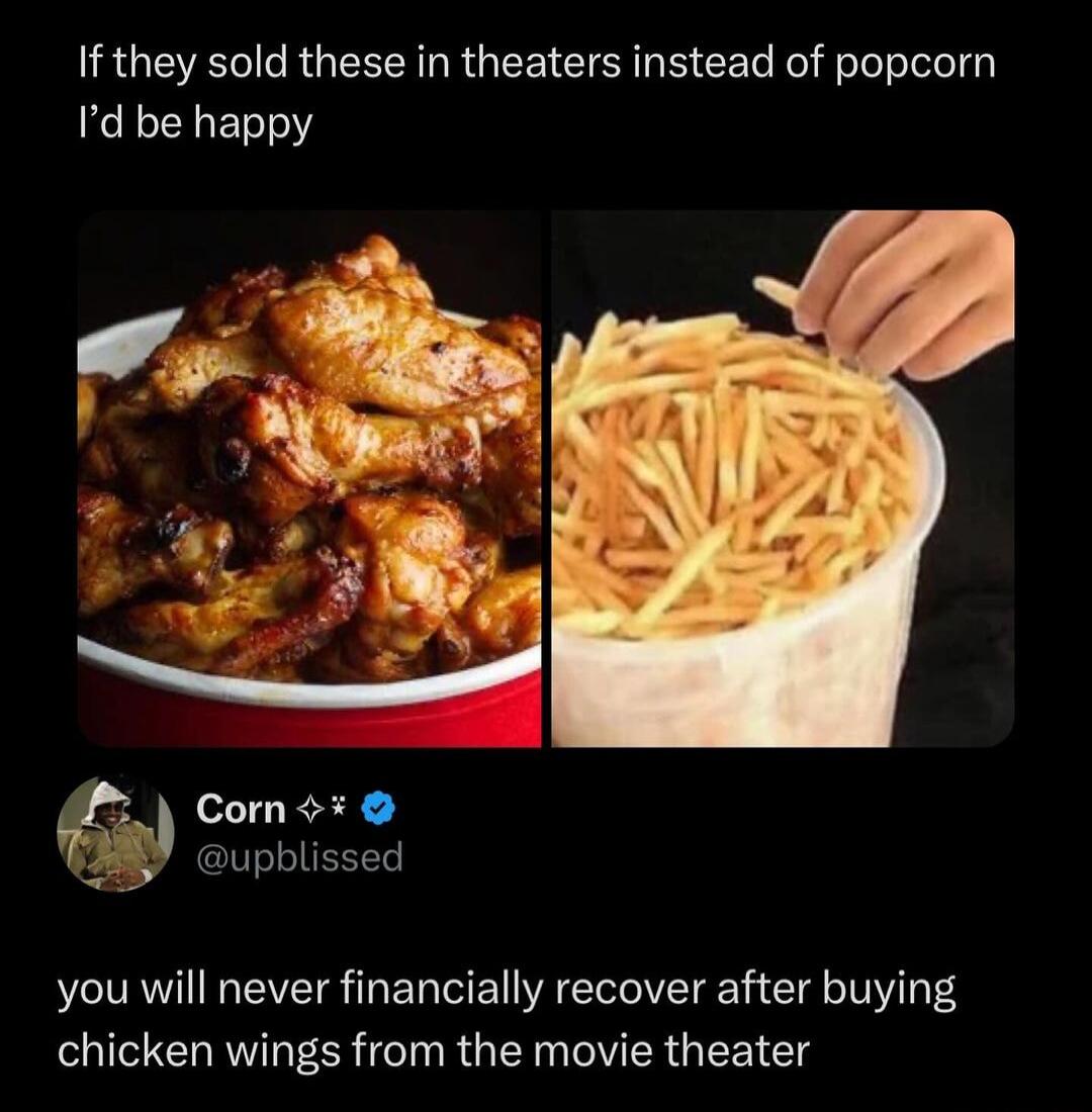 If they sold these in theaters instead of popcorn Id be happy Corn 98 eupblissed you will never financially recover after buying chicken wings from the movie theater