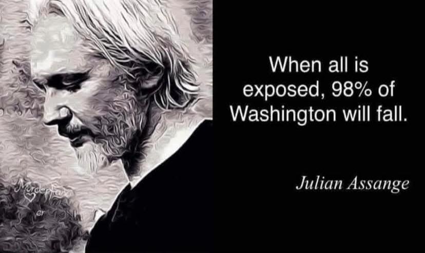 When all is exposed, 98% of Washington will fall. Julian Assange