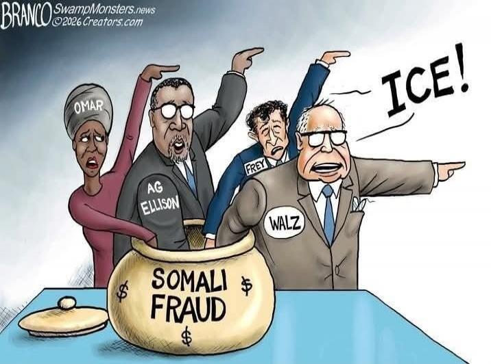 BRANCO SwampMonsters.news ©2026 Creators.com OMAR AG ELLISON FREY WALZ SOMALI FRAUD ICE!