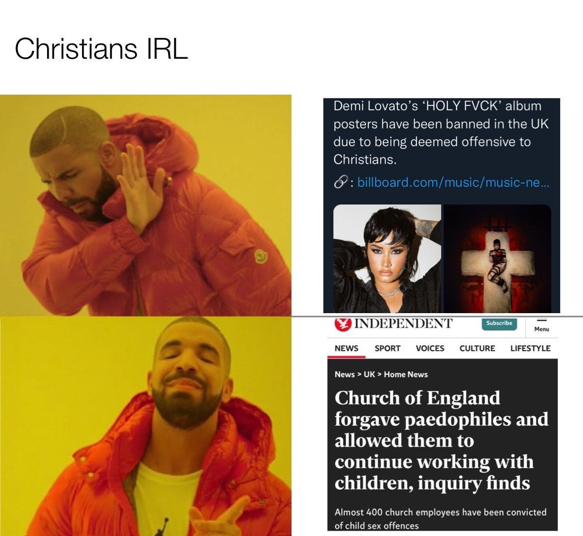 Christians IRL HOLY FVCK albu anned in the UK ad o OINDEPENDINT B3 s o o vocss e vt Church of England forgave paedophiles and allowed them to continue working with children inquiry finds