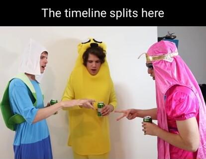 The timeline splits here i B