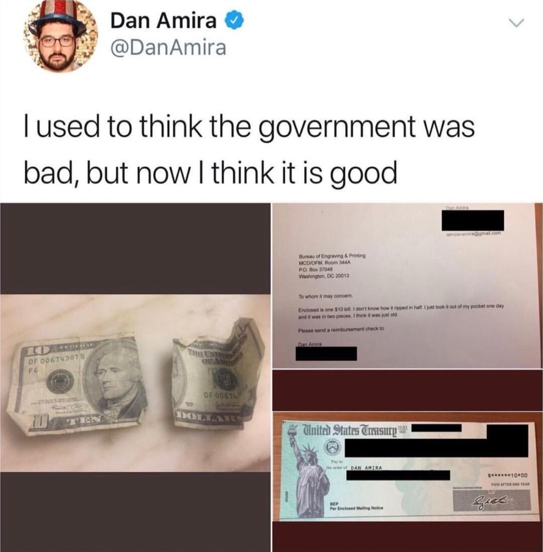 1 Dan Amira Py DanAmira used to think the government was bad but now think it is good