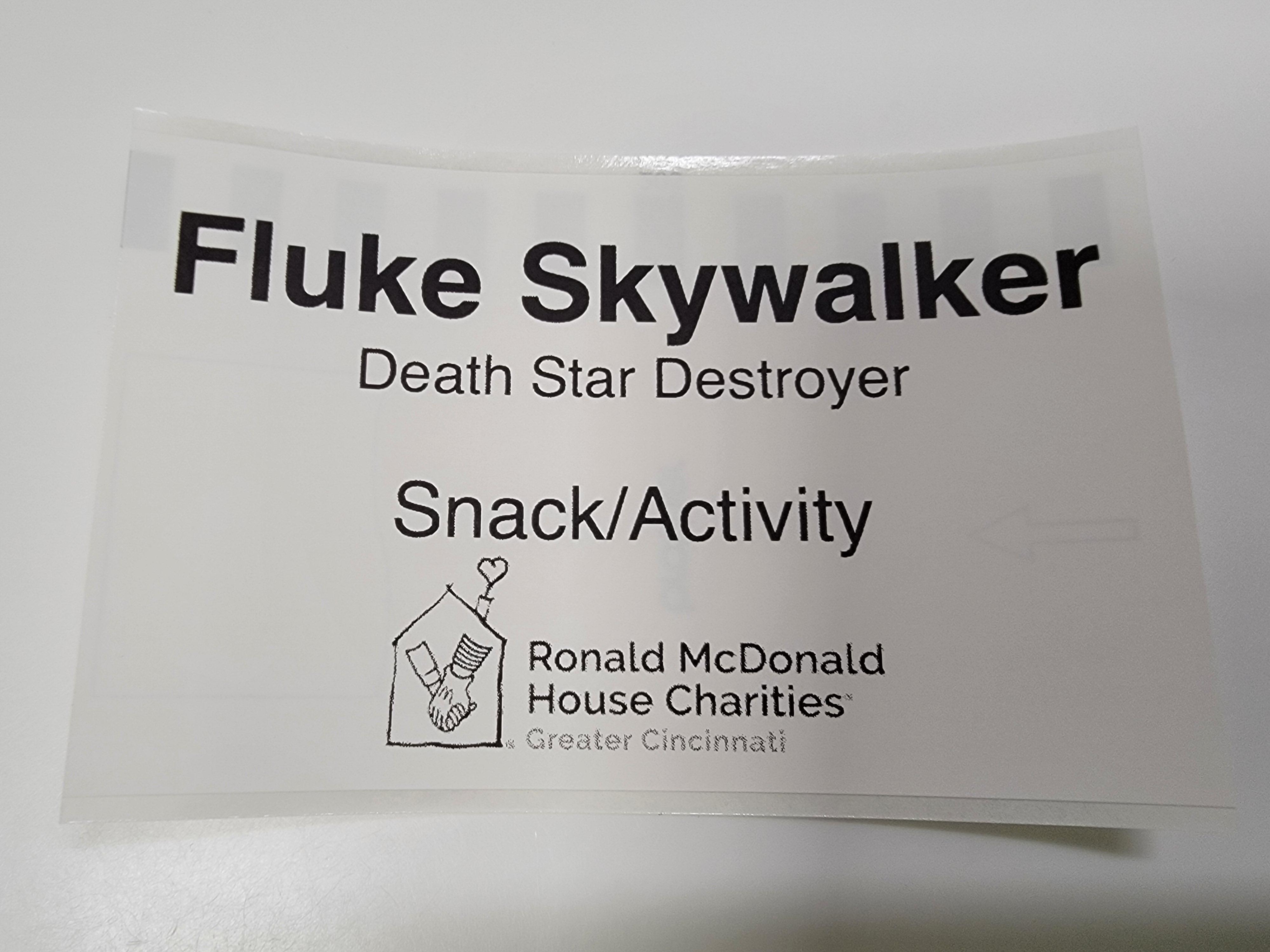 Fluke skywalker Death Star Destroyer SnackActivity 7 4 Ronald McDonald g House Charities