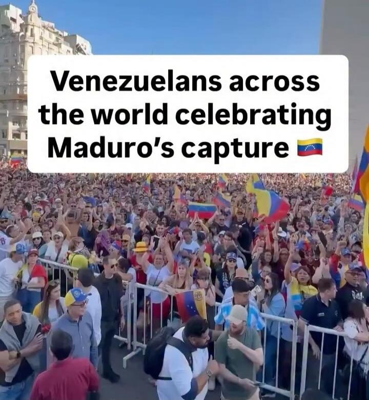 Venezuelans across the world celebrating Maduro’s capture 🇻🇪