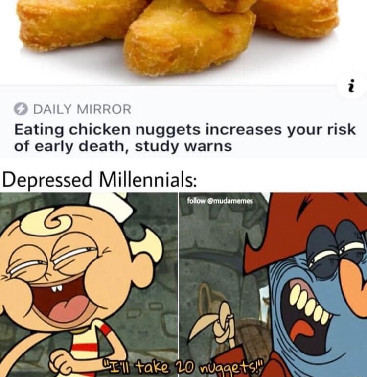 i DAILY MIRROR Eating chicken nuggets increases your risk of early death study warns Depressed Millennials