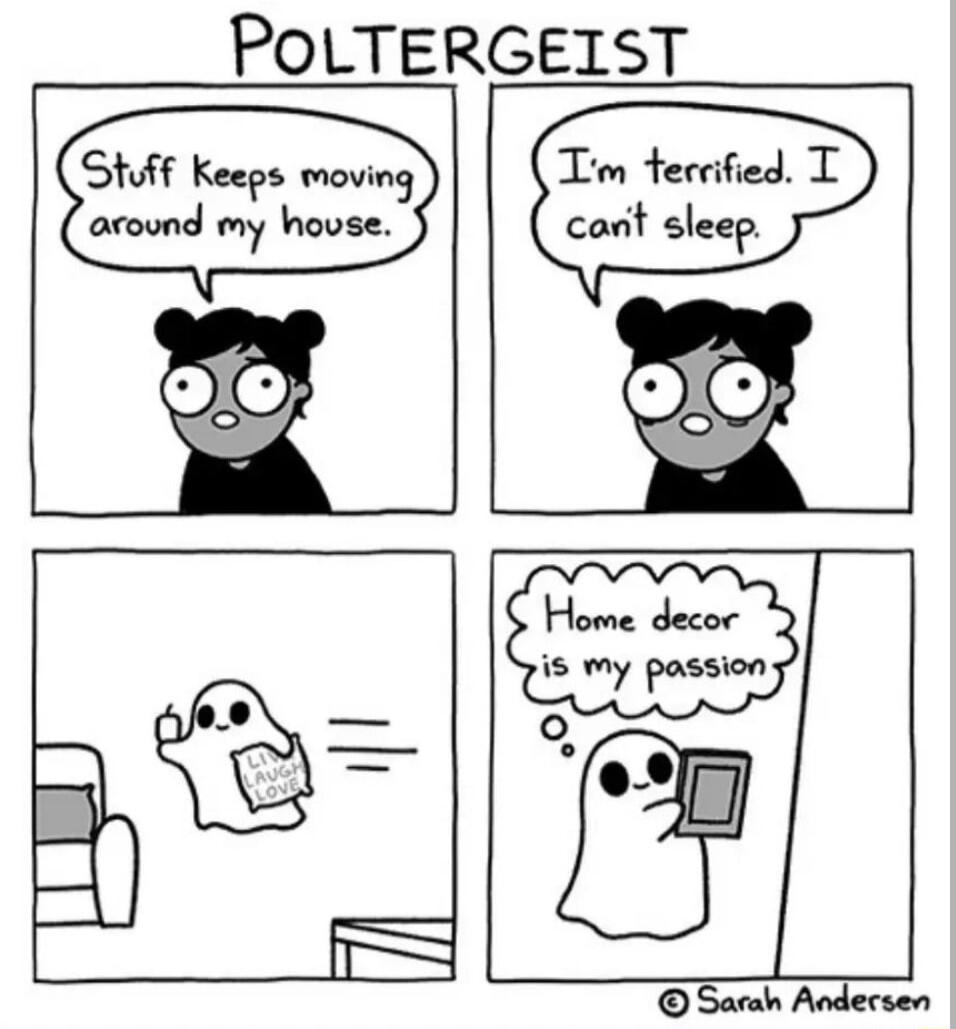 POLTERGEIST W g MMP acound my house cant sleep Home decor 1 w5y pasens l Do Sarah Andersen
